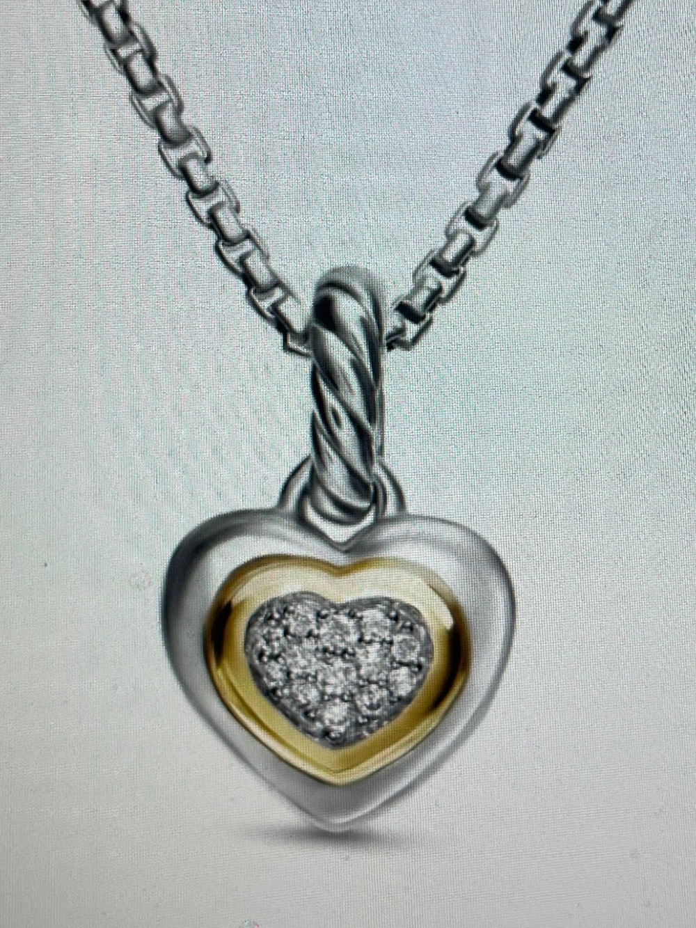 David Yurman Petite Cable Heart Pendant Necklace